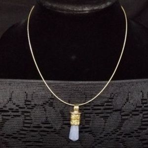 sterling silver necklace with blue crystal pendent